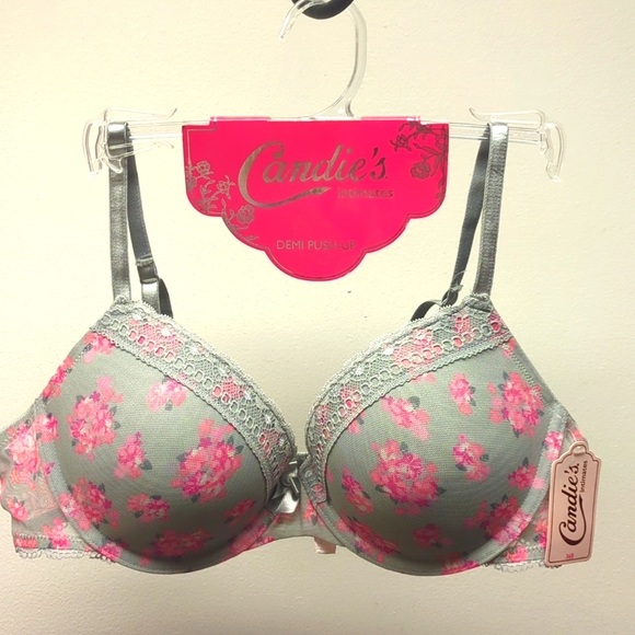 Candie's Other - 36C Candies Floral Push Up Bra Pink Gray Nwt